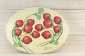 Decoupage decorated strawberry pattern plate