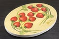 Decoupage decorated strawberry pattern plate