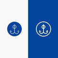 Decoy, Fishing, Hook, Sport Line and Glyph Solid icon Blue banner Line and Glyph Solid icon Blue banner