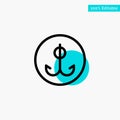 Decoy, Fishing, Hook, Sport turquoise highlight circle point Vector icon