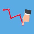 Decrease graph vector isolated icon on blue background