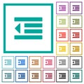 Decrease text indentation flat color icons with quadrant frames