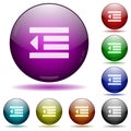 Decrease text indentation icon in glass sphere buttons
