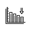 Black line icon for Decreased, reduced and loss