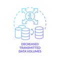 Decreased transmitted data volumes blue gradient concept icon