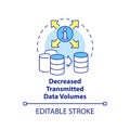 Decreased transmitted data volumes concept icon