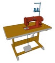 Alternative of manual sewing picture vector or color illustration