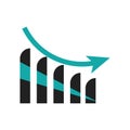 Decreasing bars chart icon vector sign and symbol isolated on white background, Decreasing bars chart logo concept