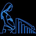 Decreasing chart, symbolizing the challenges of declining birth rates icon neon glow concept Royalty Free Stock Photo