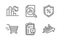 Decreasing graph, Checklist and Delivery shopping icons set. Vector