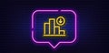 Decreasing graph line icon. Crisis chart sign. Neon light speech bubble. Vector