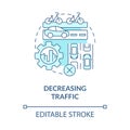 Decreasing traffic blue concept icon