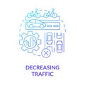 Decreasing traffic blue gradient concept icon