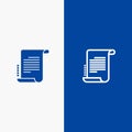 Decree, Novel, Scenario, Screenplay Line and Glyph Solid icon Blue banner Line and Glyph Solid icon Blue banner