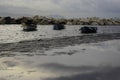 Decrepit old row boats in the harbor in Naples Royalty Free Stock Photo