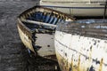 Decrepit old row boats in the harbor in Naples Royalty Free Stock Photo