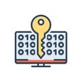 Color illustration icon for Decrypting, cybersecurity and technology Royalty Free Stock Photo