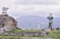 Dedalo Bronze Statue in Pompeii ruins, italy