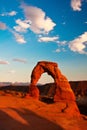 Dedicate Arch Sunset in Arches National Park, Utah Royalty Free Stock Photo