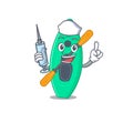 A dedicate canoe nurse mascot design with a syringe