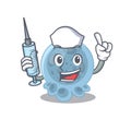 A dedicate pasteurella nurse mascot design with a syringe