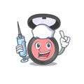 A dedicate pink blusher nurse mascot design with a syringe