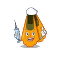 A dedicate swim fins nurse mascot design with a syringe