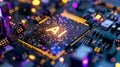 dedicated AI microchip on electric circuit board, artificial intelligence technology and GPU cloud computing concept Royalty Free Stock Photo