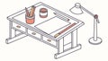 Dedicated Art Desk with Lamp and Drawing Tools, vector design Generative AI Royalty Free Stock Photo