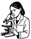 Biologist examining specimen under microscope with focus in laboratory setting Royalty Free Stock Photo