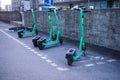 Dedicated electric scooter parking spot on city sidewalk