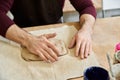 Dedicated man in apron making some Royalty Free Stock Photo