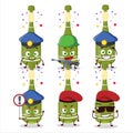 A dedicated Police officer of champagne bottle open mascot design style