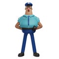 A dedicated Police Officer 3D Cartoon Design wearing an elegant blue uniform