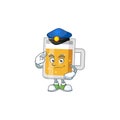 A dedicated Police officer of glass of beer cartoon drawing concept