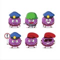 A dedicated Police officer of grapes dorayaki mascot design style