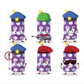 A dedicated Police officer of purple firecracker mascot design style Royalty Free Stock Photo