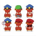 A dedicated Police officer of red clothing of chinese woman mascot design style