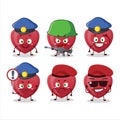 A dedicated Police officer of red love gummy candy mascot design style