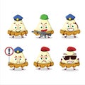 A dedicated Police officer of slice of lemon meringue pie mascot design style Royalty Free Stock Photo