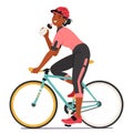 Dedicated Sportswoman Cyclist Gracefully Pedals The Bike, Seamlessly Merging With The Rhythm Of The Road, Vector