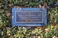 Dedication plaque for the `Student Memorial` on the campus of Texas Christian University in Fort Worth.