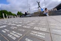 Dedication stone inscriptions leading towards Billy Brenmer statue at Elland Road Leeds Stadium