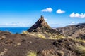 The finger of god, rock formation on the coast of Agaete, Roque Guayedra, Gran Canaria, Spain Royalty Free Stock Photo