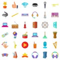 Deejay icons set, cartoon style Royalty Free Stock Photo