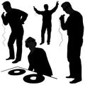 Deejay silhouettes Royalty Free Stock Photo