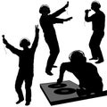 Deejay silhouettes Royalty Free Stock Photo