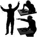 Deejay silhouettes Royalty Free Stock Photo