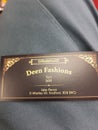 Deen fashions visiting card Bradford Royalty Free Stock Photo