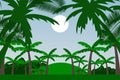 Deep Amazon green jungle background vector ilustration. Tropical forest tree landscape, beautiful environment outdoor